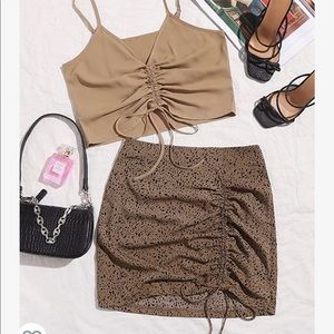 Floerns drawstring side ruched mini skirt